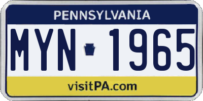 PA license plate MYN1965