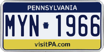 PA license plate MYN1966