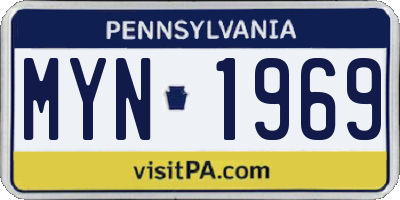 PA license plate MYN1969