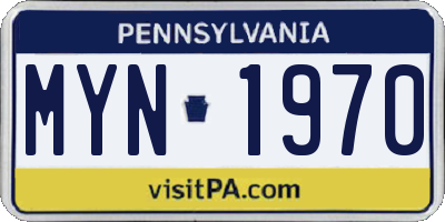 PA license plate MYN1970