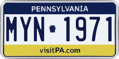 PA license plate MYN1971