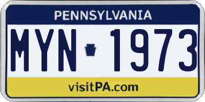 PA license plate MYN1973
