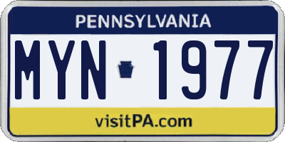 PA license plate MYN1977