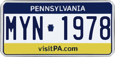 PA license plate MYN1978