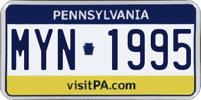 PA license plate MYN1995