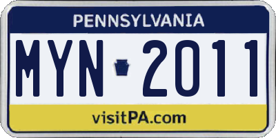 PA license plate MYN2011