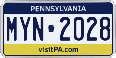 PA license plate MYN2028
