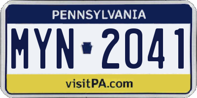 PA license plate MYN2041