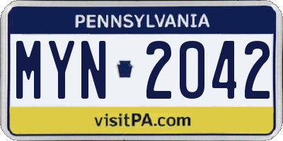 PA license plate MYN2042