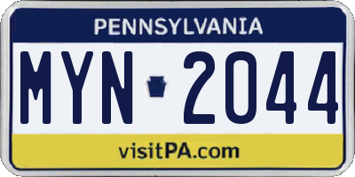 PA license plate MYN2044