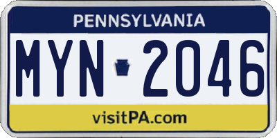 PA license plate MYN2046