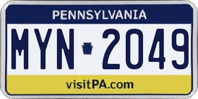 PA license plate MYN2049