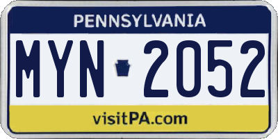 PA license plate MYN2052