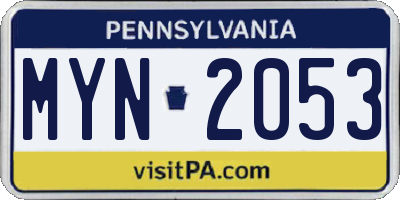 PA license plate MYN2053