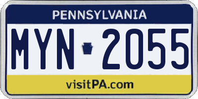 PA license plate MYN2055