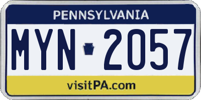 PA license plate MYN2057