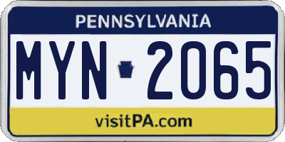 PA license plate MYN2065