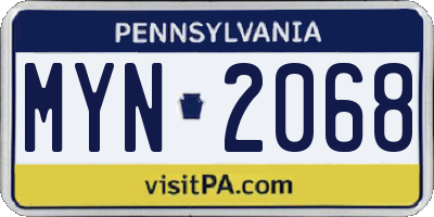 PA license plate MYN2068