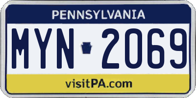 PA license plate MYN2069