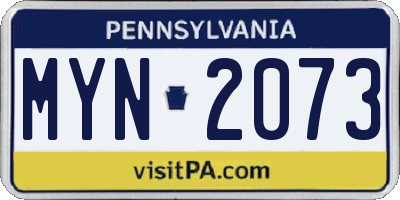 PA license plate MYN2073