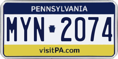 PA license plate MYN2074