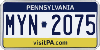 PA license plate MYN2075