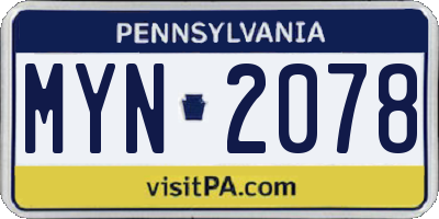 PA license plate MYN2078