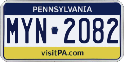 PA license plate MYN2082