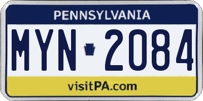 PA license plate MYN2084