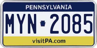 PA license plate MYN2085