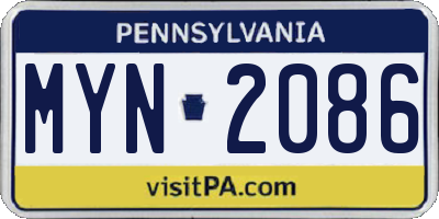 PA license plate MYN2086