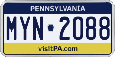 PA license plate MYN2088