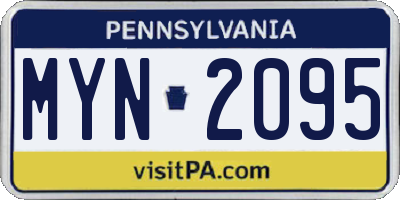PA license plate MYN2095