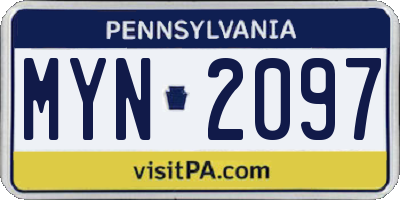 PA license plate MYN2097