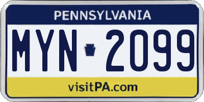 PA license plate MYN2099
