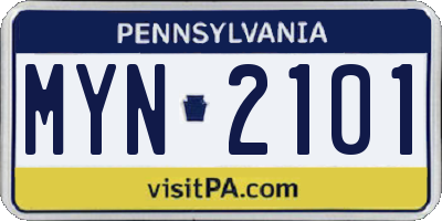 PA license plate MYN2101