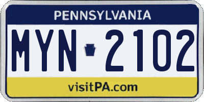 PA license plate MYN2102