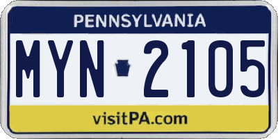 PA license plate MYN2105