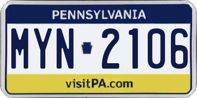 PA license plate MYN2106