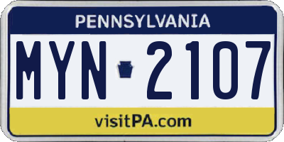 PA license plate MYN2107