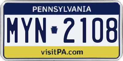 PA license plate MYN2108