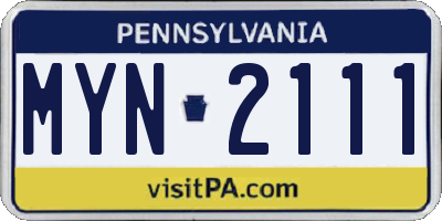 PA license plate MYN2111