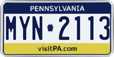 PA license plate MYN2113