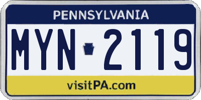PA license plate MYN2119