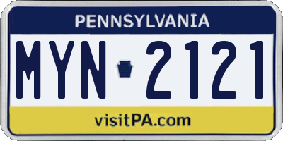 PA license plate MYN2121