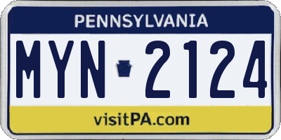 PA license plate MYN2124