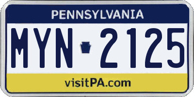 PA license plate MYN2125
