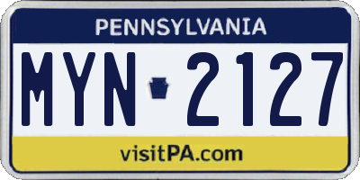 PA license plate MYN2127