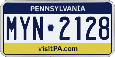 PA license plate MYN2128