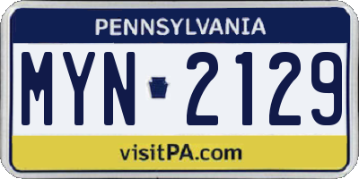 PA license plate MYN2129